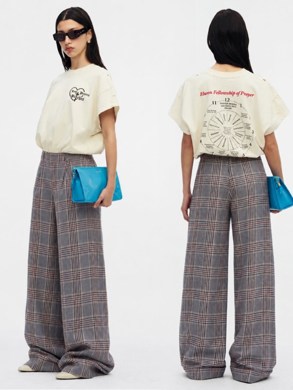 Amazing True Vintage 70's Wide Leg Plaid Trousers Pants Talon Zipper Clasps